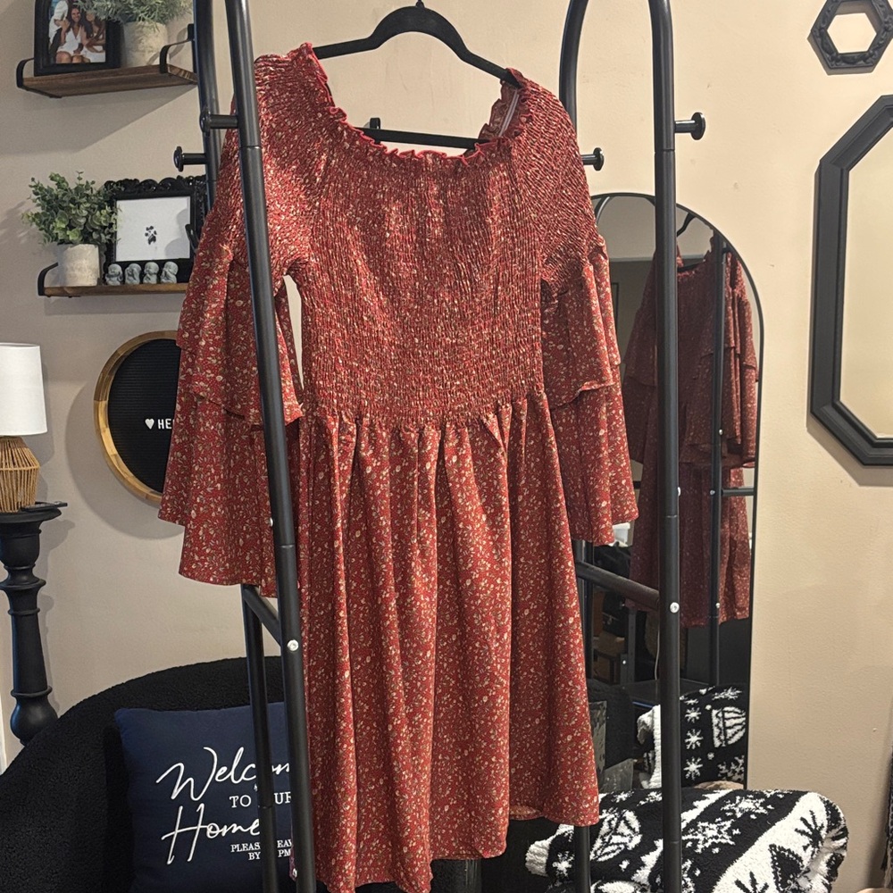 SHEIN Red Floral Mini Dress